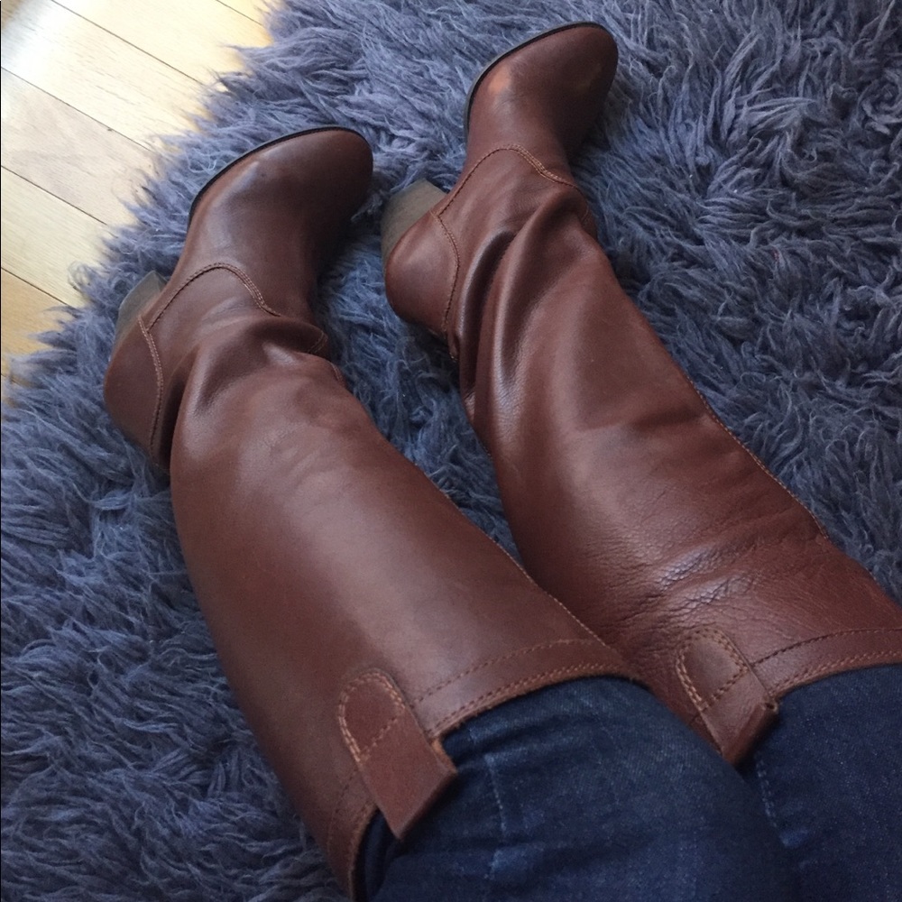 Vince Camuto Braiden leather boots, cognac, 9